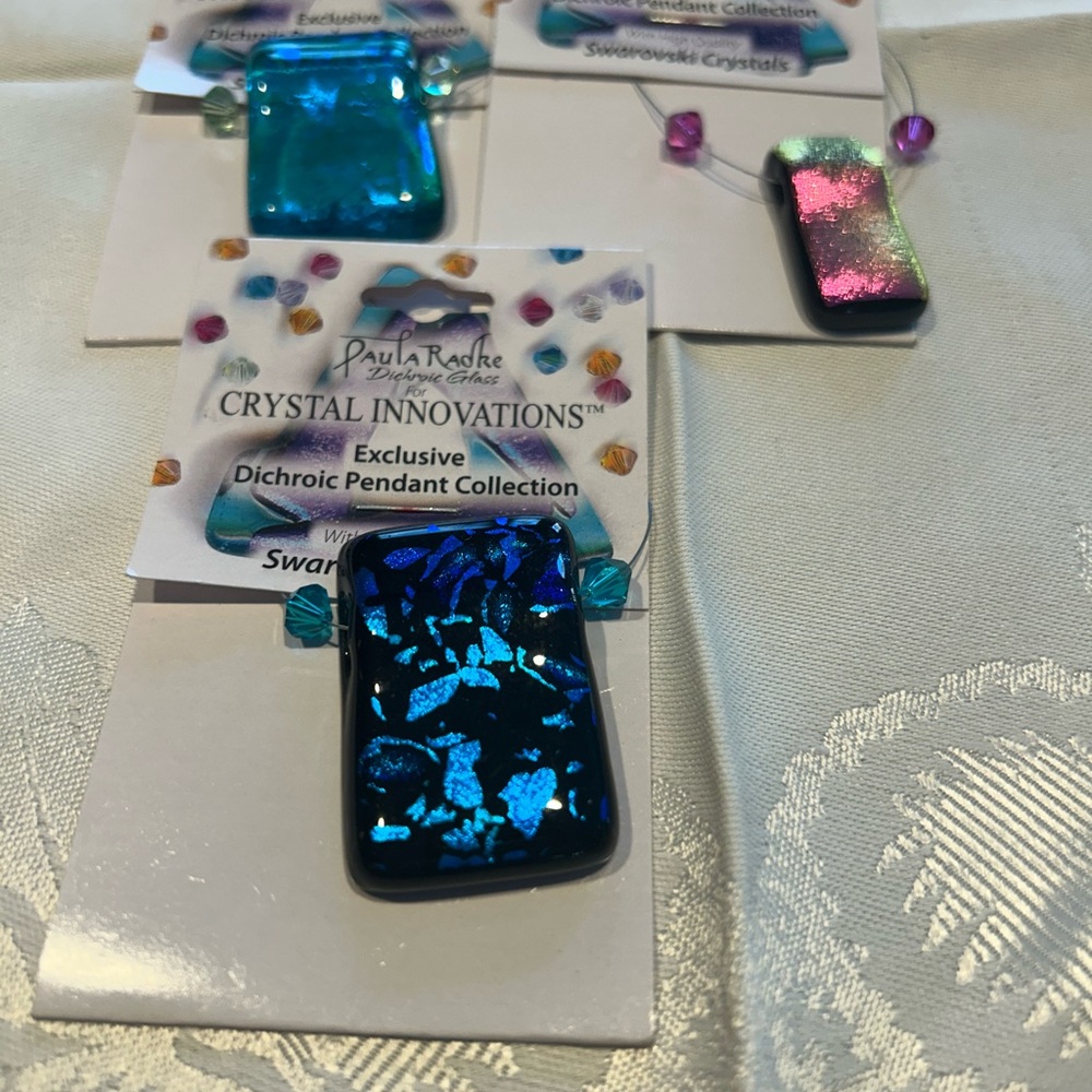 Paula Radke Crystal Innovations 3  Dichroic Pendants NWT